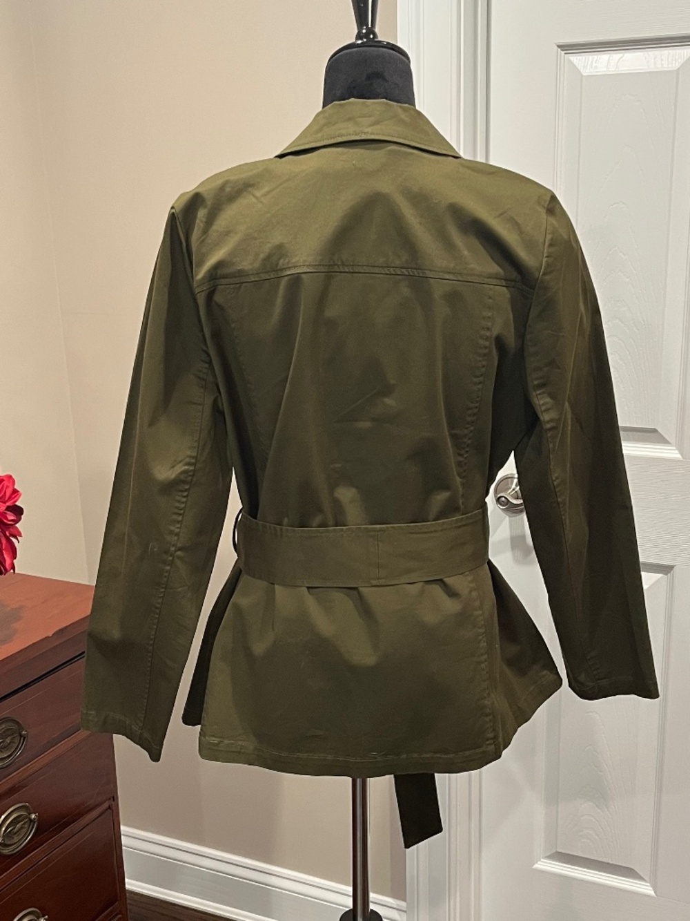 Eloquii Army Green Peplum Belted Blazer Trench Coat 14 - Picture 3 of 11